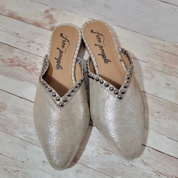 Free People NWOB Studded Newport Flats in metallic leather EU36 - Picture 12 of 13